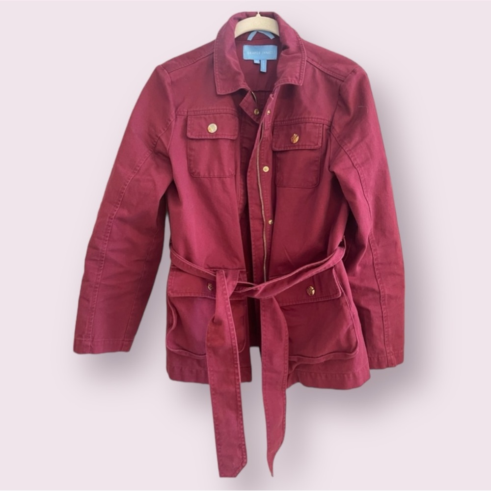 Draper James Utility Coat Deep Wine Size S 4/6 w/pockets NWOT